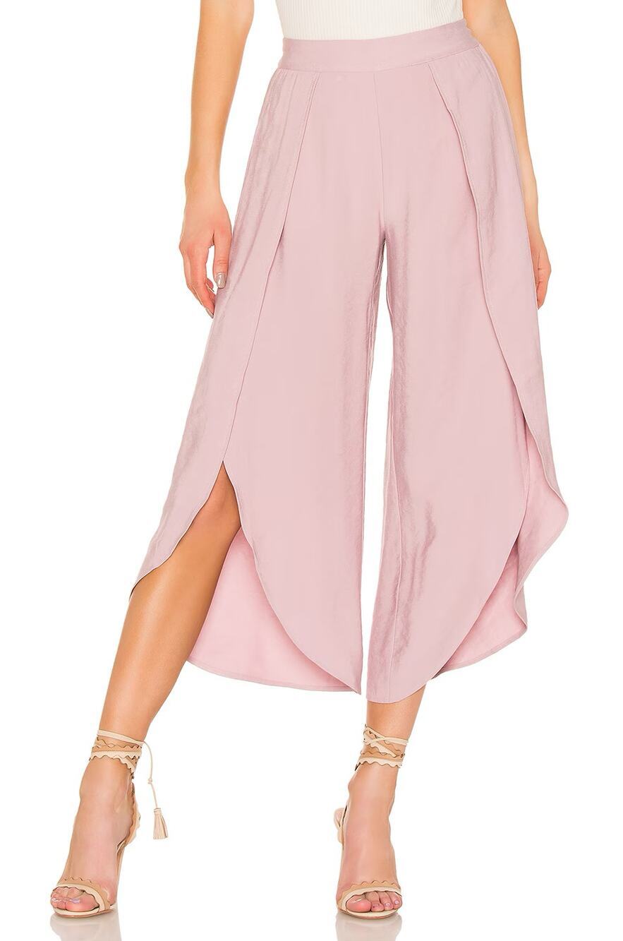 Lovers + Friends Mira Lilac Wide Leg High Slit Pants Medium Flowy Resort Boho